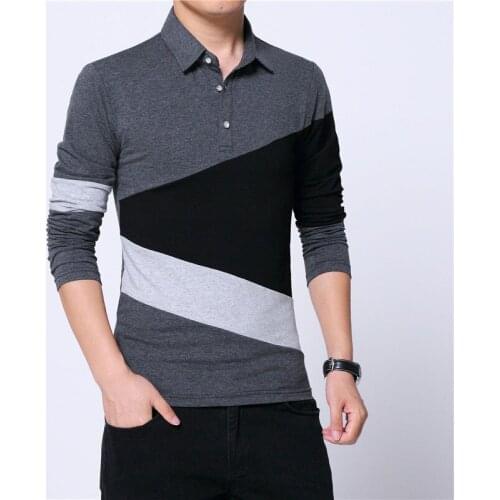 Polo Shirt Men Clothes Autumn Fashion Plus Size 5XL Mens Polo Shirt with Collar Color Patchwork Long Sleeve Streetwear Top