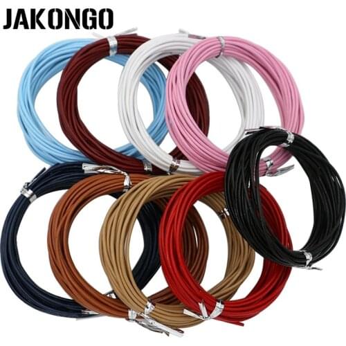 JAKONGO 1.5mm 5m Genuine Leather Cords Round Rope Thread For DIY Necklace Bracelet Jewelry Making