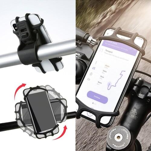 Silicone Bicycle Phone Holder Mountain Road Bike Cell Phone Holder Motorcycle Handlebar Mount Cradle For iPhone Samsung Xiaomi