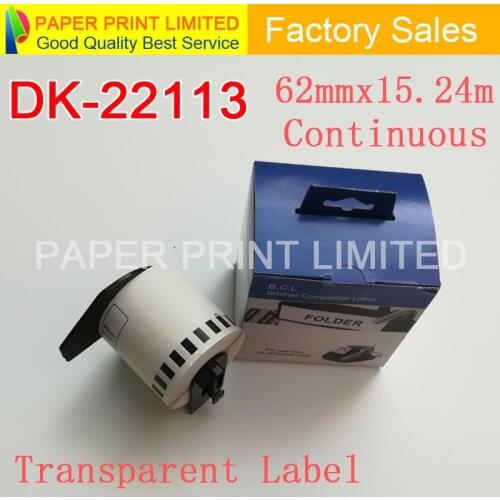 4 Rolls Compatible DK-22113 62mm*15.24M Transparent label