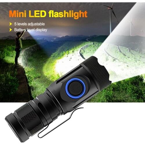 Super Bright Mini 4*XPG LED Flashlight 5 Modes Torch USB Rechargeable Lamp Power by 18650 or 18350 Battery Lantern