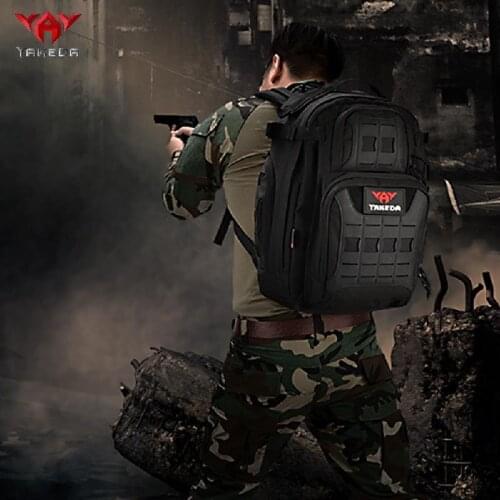 YAKEDA 45L Tactical Backpack Men 600D MOLLE Army Camouflage Bag 3P Attack Outdoor Backpack Travel Mountaineering Camping Bag