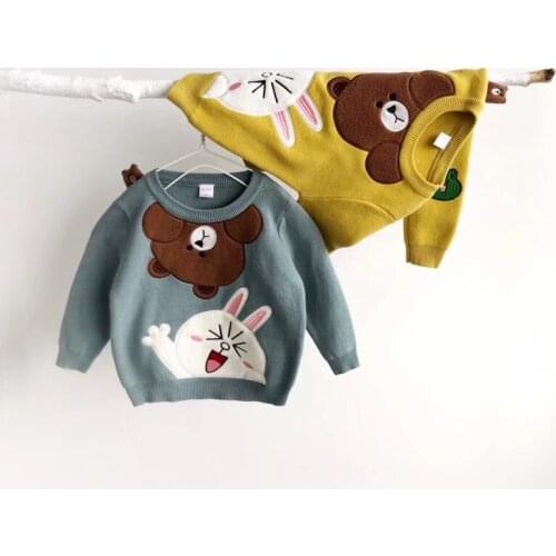 Tonytaobaby Winter New Cartoon Pullover Sweater for Boys and Girls Plus Velvet Padded Sweater