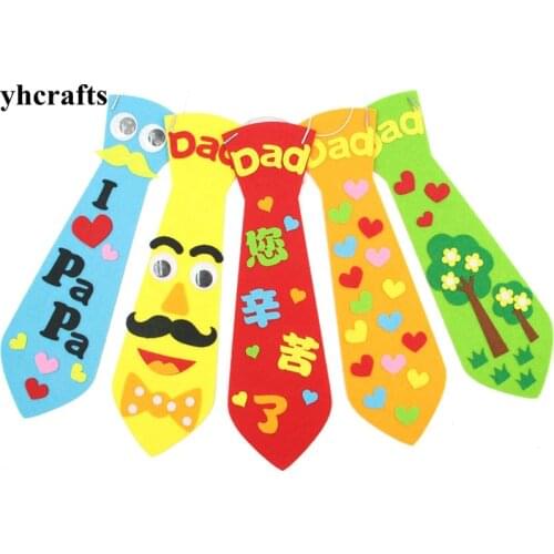 5PCS/LOT,Fathers day felt tie craft kits DIY your own gifts for Dad Creative activity items Kindergarten craft diy toys PAPA