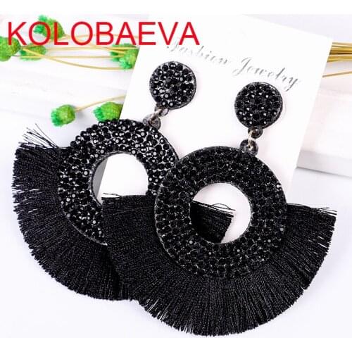 Boho jewelry tassel earrings for women fashion rhinestone vintage punk golden Korean earrings pendant geometric earrings 2019