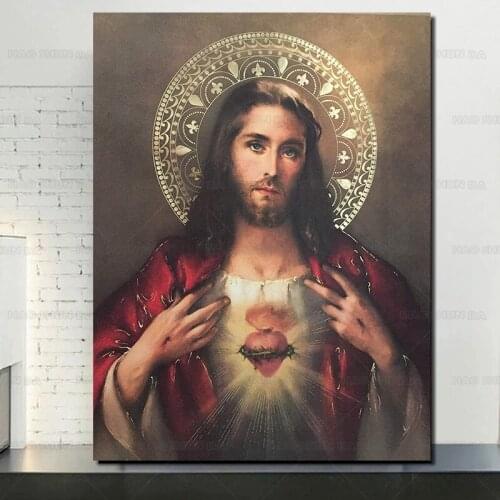 Sacred Heart of Jesus Poster Canvas Paintings On the Wall Art Posters And Prints Jesus Art Canvas Pictures For Living Room
