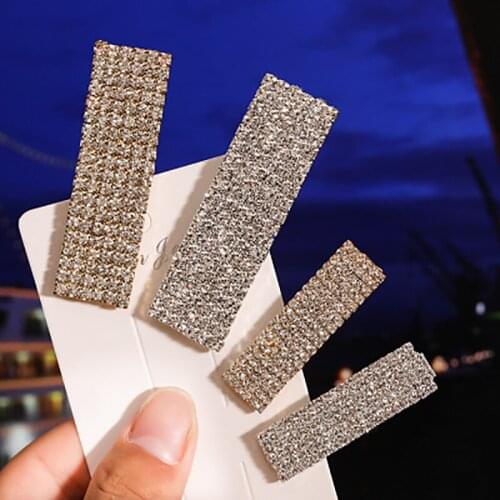 2019 New Luxurious Full Drill Rhinestones Hair Clip for Women Geometric Hair Barrette Girls Rectangle Hairclip Hair Accessories