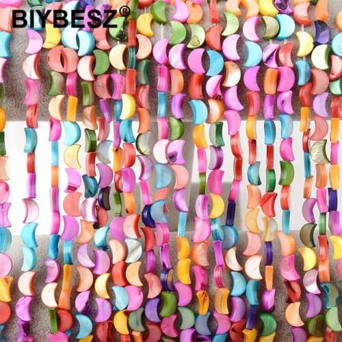 Fashion 7x10mm Colorful Moon Shape Shell Beads Pendant For Women Jewelry Making Supplies Accessories