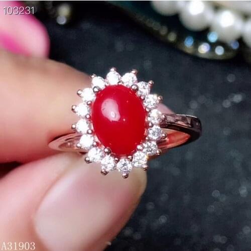 KJJEAXCMY boutique jewelry 925 sterling silver inlaid natural red coral female ring support test