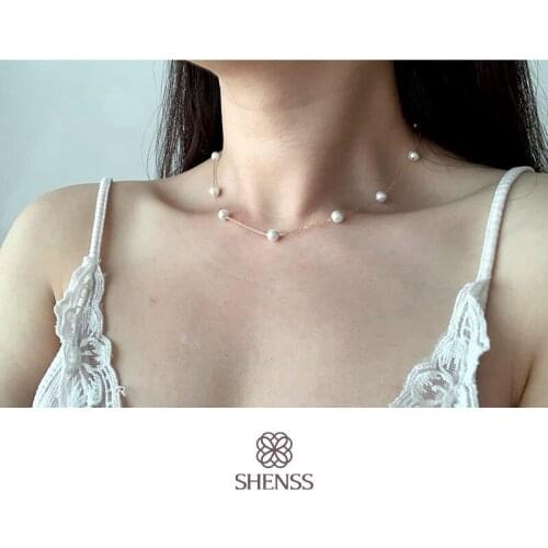 Elegant Silver 925 Jewelry Classic Temperament Wedding Necklace 6mm Shell Pearl Cream Quality925 Sterling Silver Chain for Women