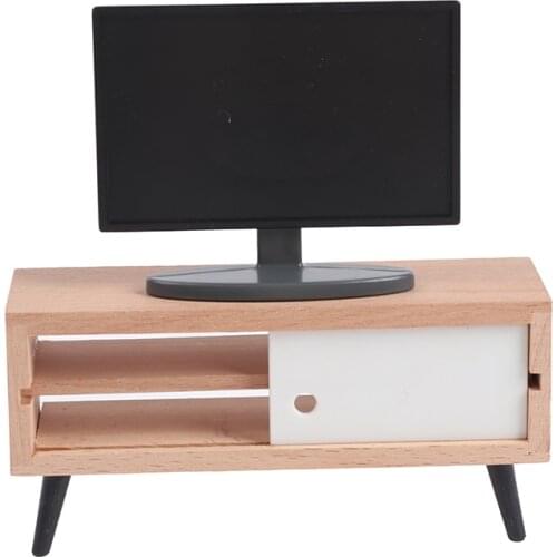 1PC 1:12 Dollhouse TV Simulation TV Cabinet Miniature Furniture Living Room Decoration