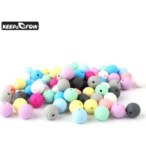 10Pcs 15mm Silicone Beads Screw Thread Round Beads Baby Teething Necklace Wristband Accessories Food Grade Baby Silicone Beads