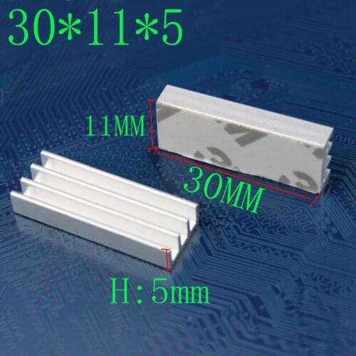 100 Pieces/lot 30x11x5mm Cooler Processor DIY CPU IC Extruded Heatsink LED Radiator