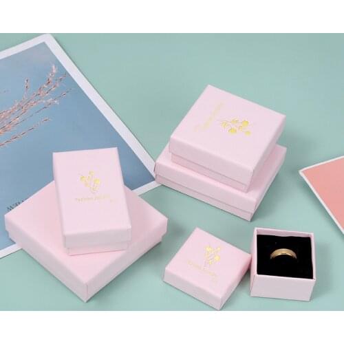 12pcs Custom Logo Paper Jewelry Packaging Box Pink Case Necklace Ring Earrings Bracelet Storage Gift Box For Valentines Day
