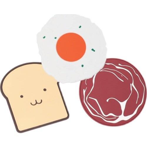3pcs Japanese Weird Cartoon Coaster Kitchen Accessories Three-piece Breakfast Coaster Set Silicone Insulation Pad