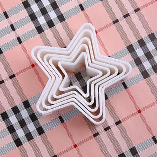 5pcs/set Star plastic cake mold bread rice mould Plunger Biscuit Cookies Cutter Cake Decorating DIY Pastry Biscuit Baking Mold