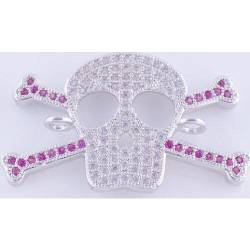 5 pcs Jewelry Vintage Zircon Skull Charms For Jewelry Making Wholesale Copper Micro Pave Czech Charms Jewelry Accessories