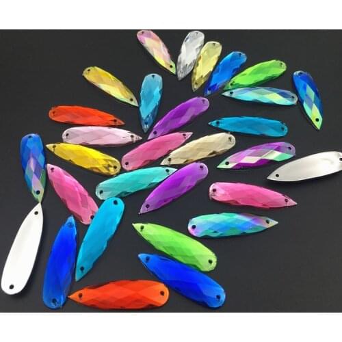 50pcs Teardrop Sew On Stone 8x28mm Many Colors Acrylic Sewing crystal beads DIY Jewelry Hair accessory Making