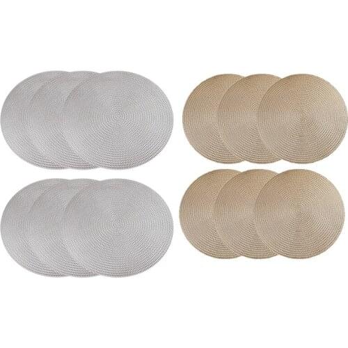 6PCS Restaurant Round Environmental PVC Placemat Nordic Anti-Scalding Table Mat Steak Plate Mat Table Place Mat-ABUX