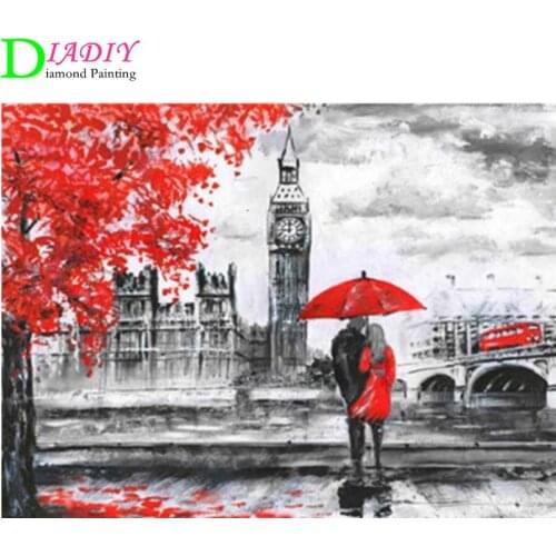 Diamond Embroidery Cross Stitch Street Diamond Painting Landscape 5D DIY Full Drill Mosaic Rhinestone Pictures Crafts