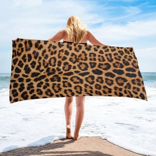 Leopard Print Bath Towel Microfiber Beach Towel Bathroom Supplies Bath Towels for Adults