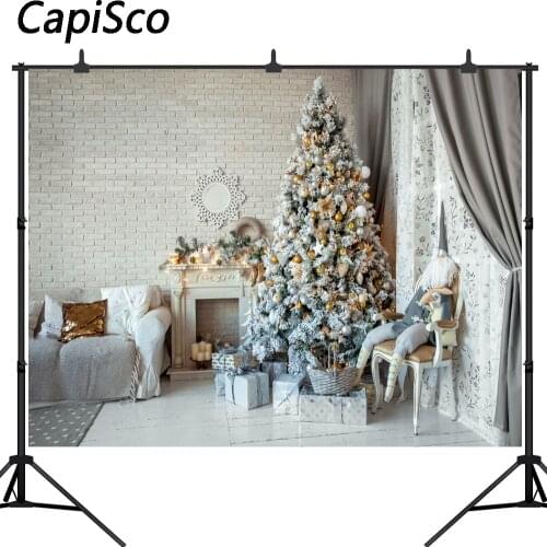 Capisco Indoor Christmas Photography Backdrops With Christmas Tree Photography Background Christmas Fireplace Photo Background