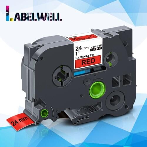Labelwell Black on Red tze-451 compatible for Brother tze451 Tze 451 24mm Laminated label tape for Brother P Touch label maker