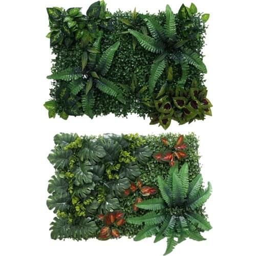 HOT-2 Pcs Artificial Grass DIY Miniature Lawn, Garden Ornament - 1 Pcs Green A & 1 Pcs Red Leaves