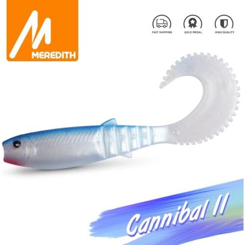 MEREDITH Cannibal Curved Tail 70mm 10pcs 2.3g Fishing Soft Lure Lifelike Soft Artificial Lure Soft Baits Wobblers Fishing Tackle
