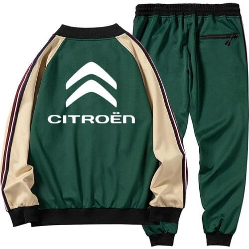 Casual Spring Autumn Citroen Car Logo printing High Quality Mens jackets Cotton Fashion Mens jacket + pants two-piece suit