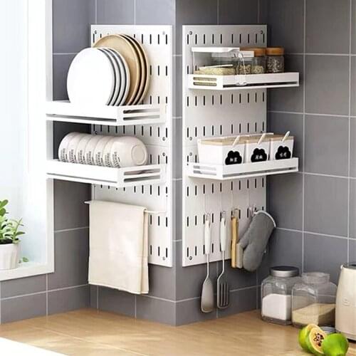 Wall Hole Plate Organizer Holder Tool Wall Housekeeper Accessories DIY Kitchen Shelf Punch-free Storage Rack Wall Decor Display