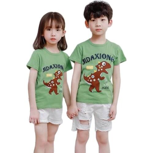 New Summer Lovely Cartoon Dinosaur Baby Boys Girls T-shirts Pure Cotton Short-sleeve Kids Top Tees Boy Clothes Children T-shirt