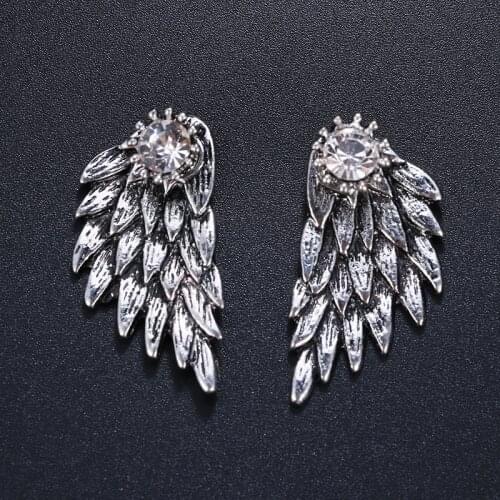 Emmaya Charm Angle Wings Fashion Zircon Women Earrings Ladies Earrings Gold and Gun Black Girl Temperament Earrings Party Gift