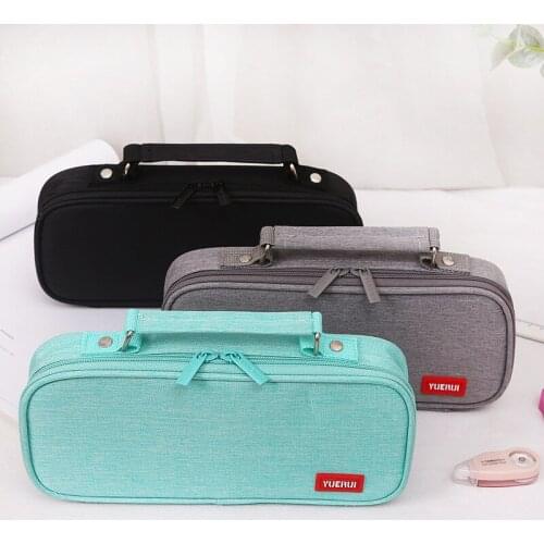 Portable Canvas Large Capacity Pencil Case Simple Pencilcase School Pen Bag Supplies School Box Pencils Pouch Stationery