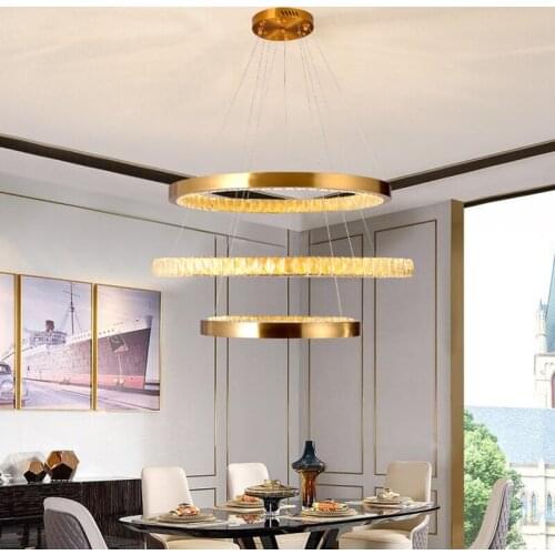 Romantic Hotel Bedroom Crystal Lamp Creative Living Room Crystal Light Fixture For Home Modern Nordic led pendant circle lights