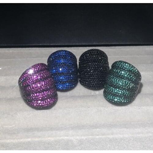 Luxury Wide Stackable Geometry Sapphire Rings For Women Wedding Engagement Dubai Bridal Finger Ring set bague femme 925 Bijoux