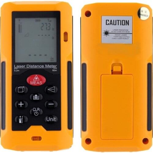 Handheld 60m/196ft Digital Laser Distance Meter Range Finder Measure Distance Area Volume Self-calibration Level Bubble