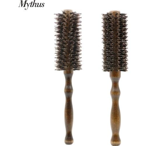 2 Size DIY Salon Hairdressing Brush Wood Round Boar Bristle Hair Curling Brush Antistatic Hairstyling Curly Comb For Hairdresser