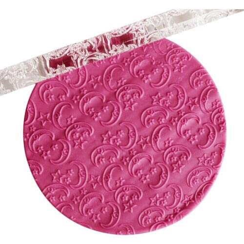 New Design Embossing Rolling Pins Sugar Craft Tool Fondant Gift Decoration Moon Star Shape Pastry Tool Kitchen Accessories