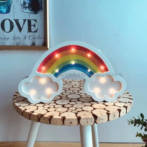 Nordic Wooden LED Rainbow Night Light Girl Room Decoration Light Creative Photo Wall Props Wall Decoration