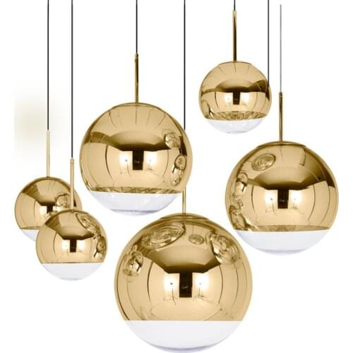 Modern Indoor Led Pendant Lights Fixture Mirror Glass Ball Hanging Lamps Suspension Luminaire Hotel Kitchen Shop Lighting Decor