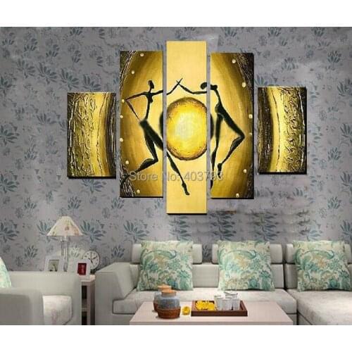 MODERN ABSTRACT HUGE LARGE CANVAS ART OIL PAINTING 5P dance with sun paintings no framed