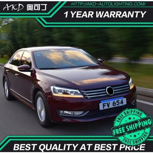 AKD tuning cars Headlight For VW Passat B7 US Verson Headlights LED DRL Running lights Bi-Xenon Beam Fog lights angel eyes Auto
