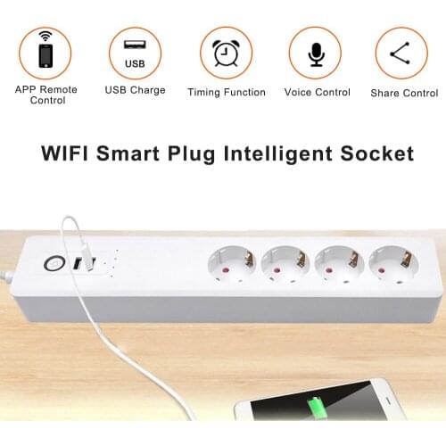 Smart Wifi Power Strip Surge Protector Multiple Sockets 2 USB Port Timer Voice Remote Control for Amazon Echo Alexa Google Home