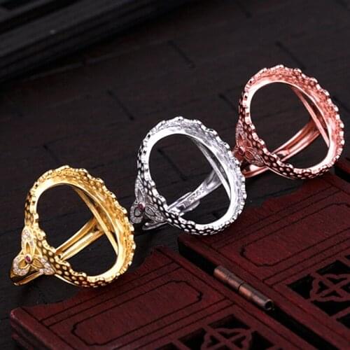 925 Sterling Silver 17x22mm Oval Cabochon Semi Mount Ring Setting Vintage Engagement Wedding Ring