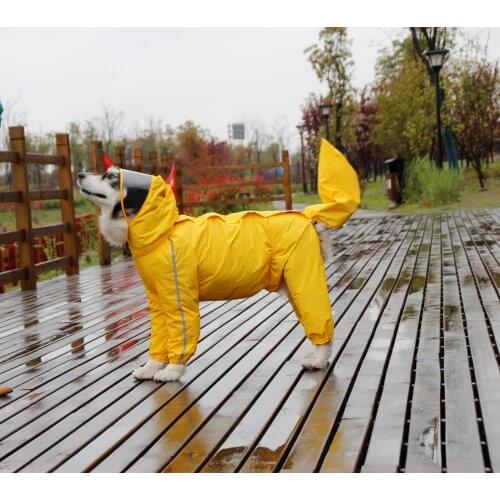 Large Dog Raincoat Waterproof Polyester Safety Reflective Stripe Rain Jacket for Golden Retriever Labrador Husky 8XL-12XL