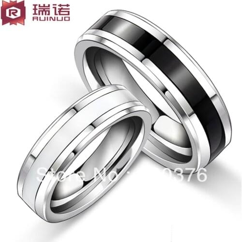 Free Shipping and Free Engrave Customize Super Deal black and white Tungsten Ring Woman Mans wedding Rings Couple Rings