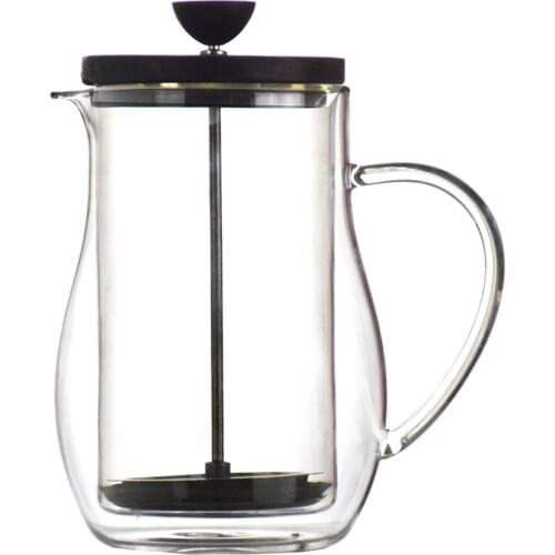 High Quality Double Glazing 350/600ML Coffee French Press Wood Cover Coffee Plunger