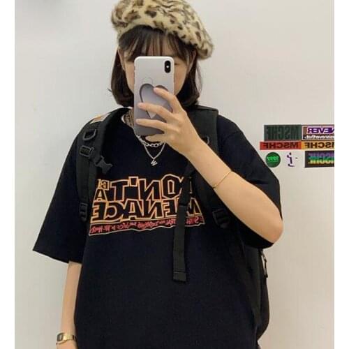 Campus Style T-shirt Women Letters Print Short Sleeve Round Neck Tshirt Women Casual Slim Fit Tee shirt Femme