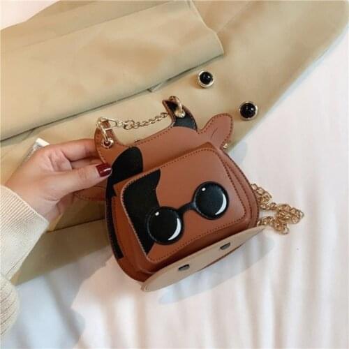 Womens Bag Cute Calf Cartoon Modeling Shoulder Bags Version Messenger Bag Handbag Chain Wild Crack Printing Wild Shoulder Bag